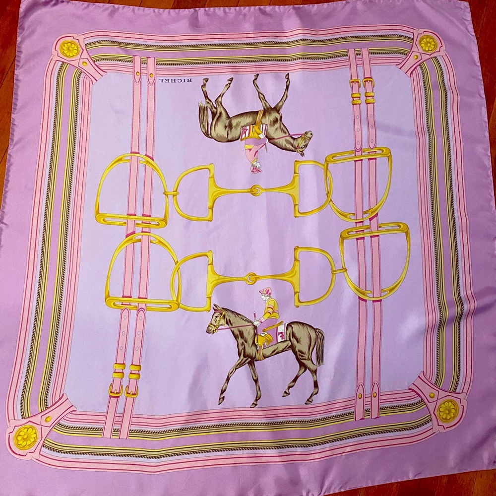 Richel 100% silk scarf- Equestrian logo